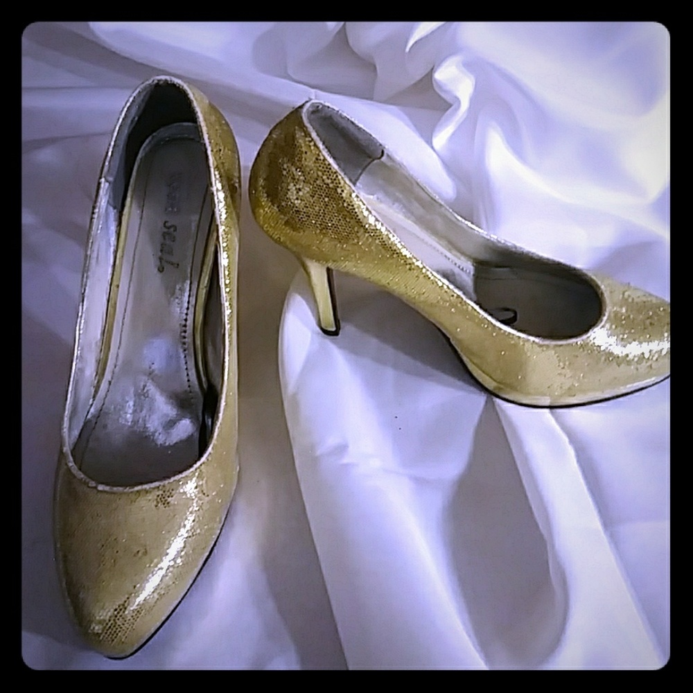 Shimmering gold heels